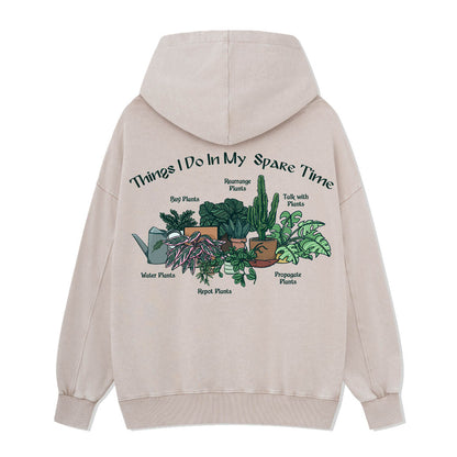 Things I Do in My Spare Time Back-printed Washed Hoodie