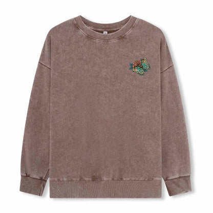 Floral Skull Washed Sweatshirt
