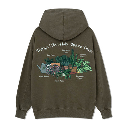 Things I Do in My Spare Time Back-printed Washed Hoodie