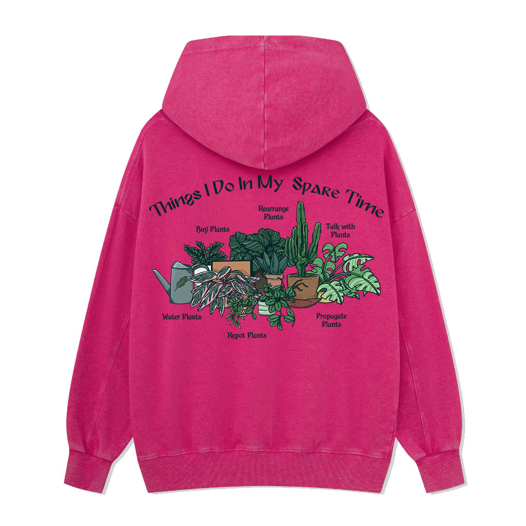 Things I Do in My Spare Time Back-printed Washed Hoodie