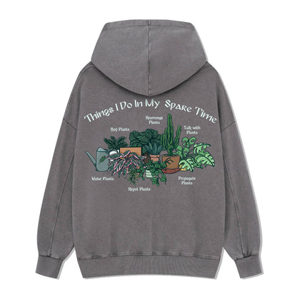 Things I Do in My Spare Time Back-printed Washed Hoodie