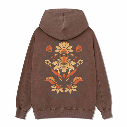 Spring Flower Back-printed Washed Hoodie