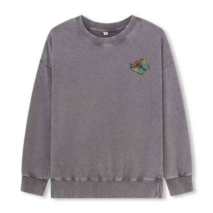 Floral Skull Washed Sweatshirt