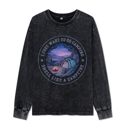 Just Want To Go Camping Washed Long Sleeve Top
