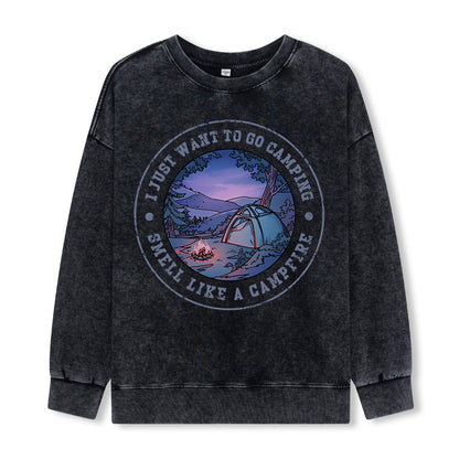 Just Want To Go Camping Washed Sweatshirt