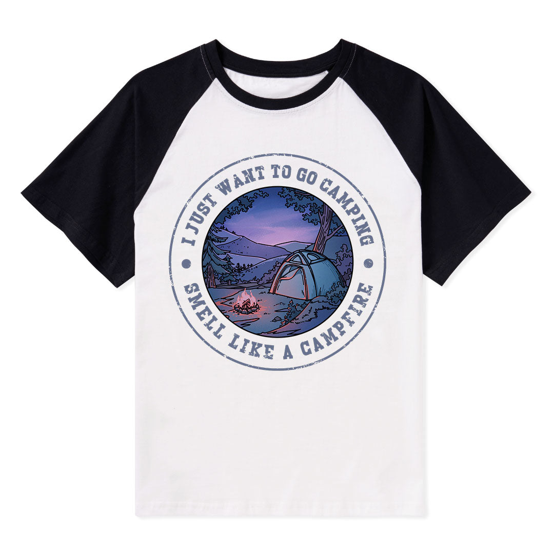 Just Want To Go Camping Raglan Short Sleeve Top