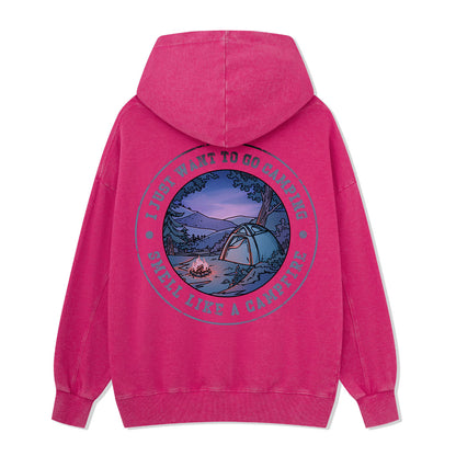 Just Want To Go Camping Back-printed Washed Hoodie