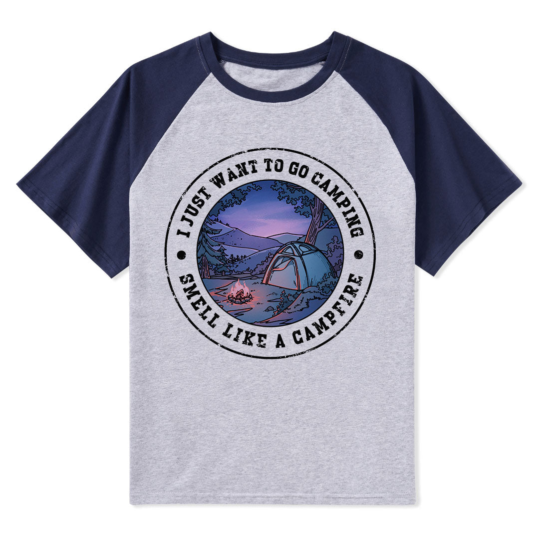 Just Want To Go Camping Raglan Short Sleeve Top