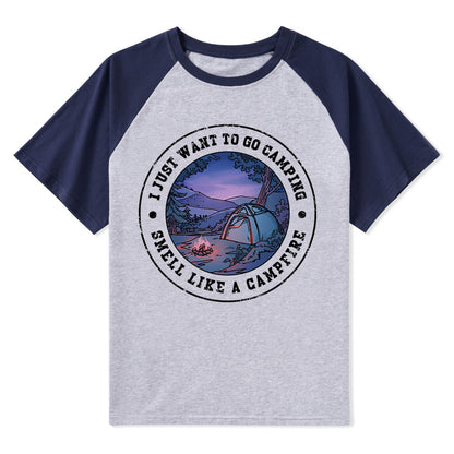 Just Want To Go Camping Raglan Short Sleeve Top