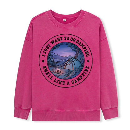 Just Want To Go Camping Washed Sweatshirt
