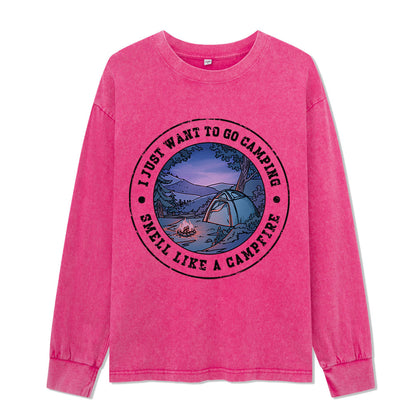 Just Want To Go Camping Washed Long Sleeve Top