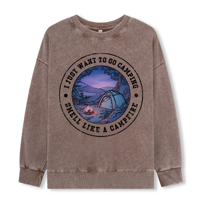 Just Want To Go Camping Washed Sweatshirt