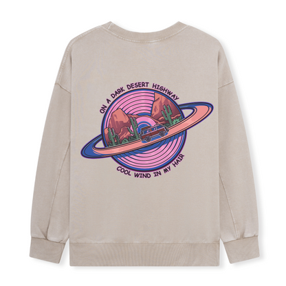 On A Dark Desert Highway Washed Sweatshirt