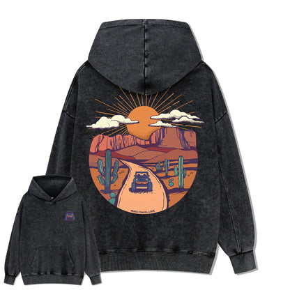 Go Hiking With Music Washed Hoodie