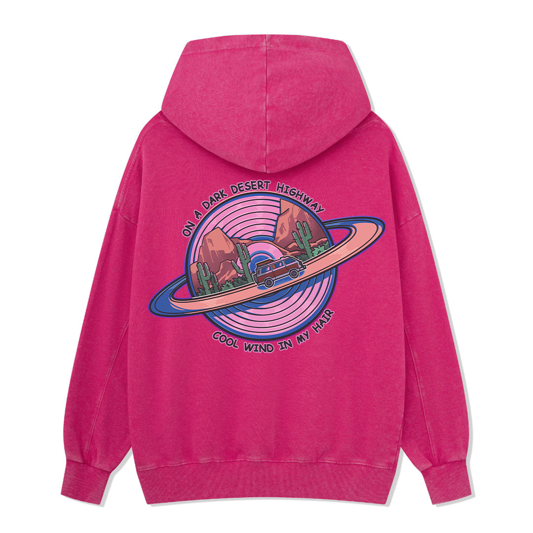 On A Dark Desert Highway Washed Hoodie