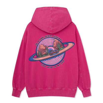 On A Dark Desert Highway Washed Hoodie