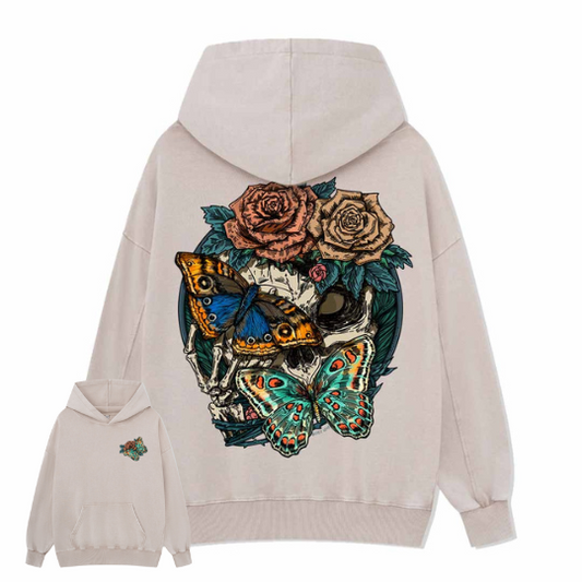 Floral Skull Washed Hoodie