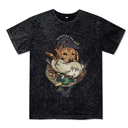 Freeleaf Hunting Dogs Strutting His Stuff Unisex Washed Tee