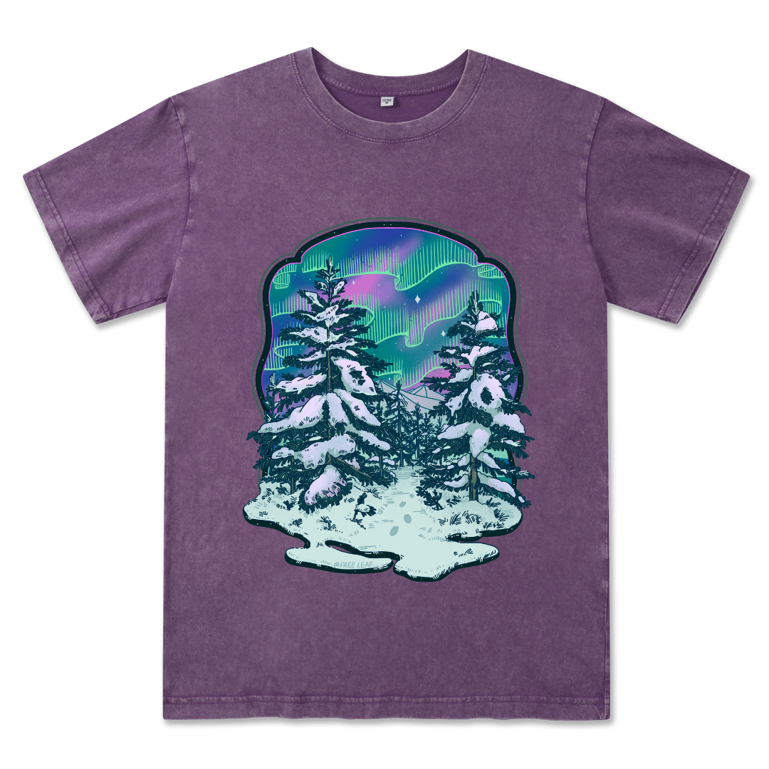 Winter Aurora Front-printed Washed Tee