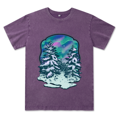 Winter Aurora Front-printed Washed Tee
