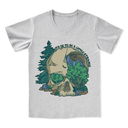 Skull Mountain Front-printed V-neck Tee
