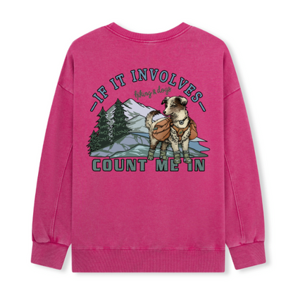 Hiking & Dogs Adventure Washed Sweatshirt