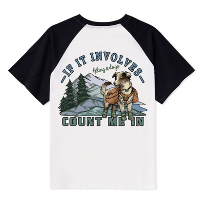 Hiking & Dogs Adventure Raglan Short Sleeve Top