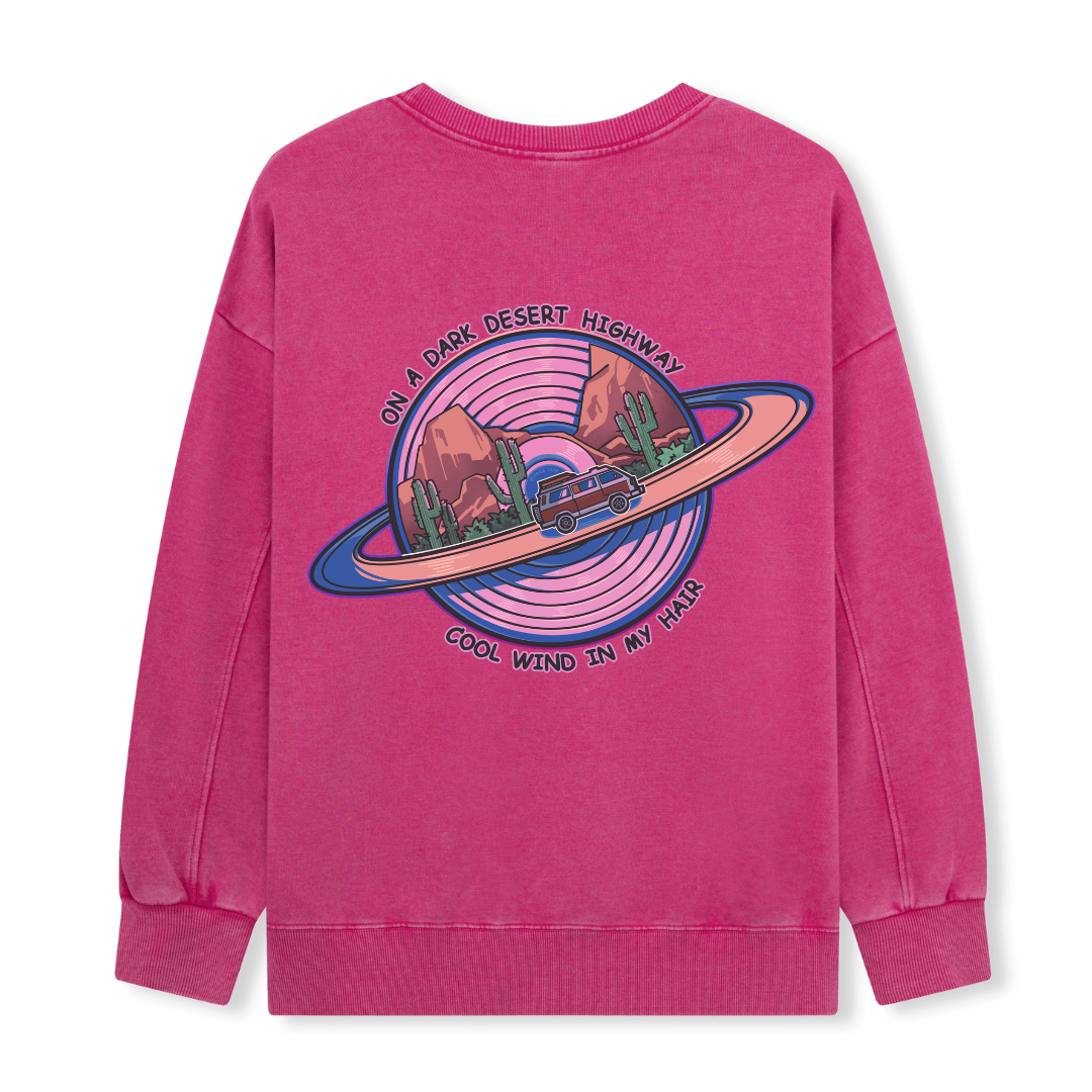 On A Dark Desert Highway Washed Sweatshirt