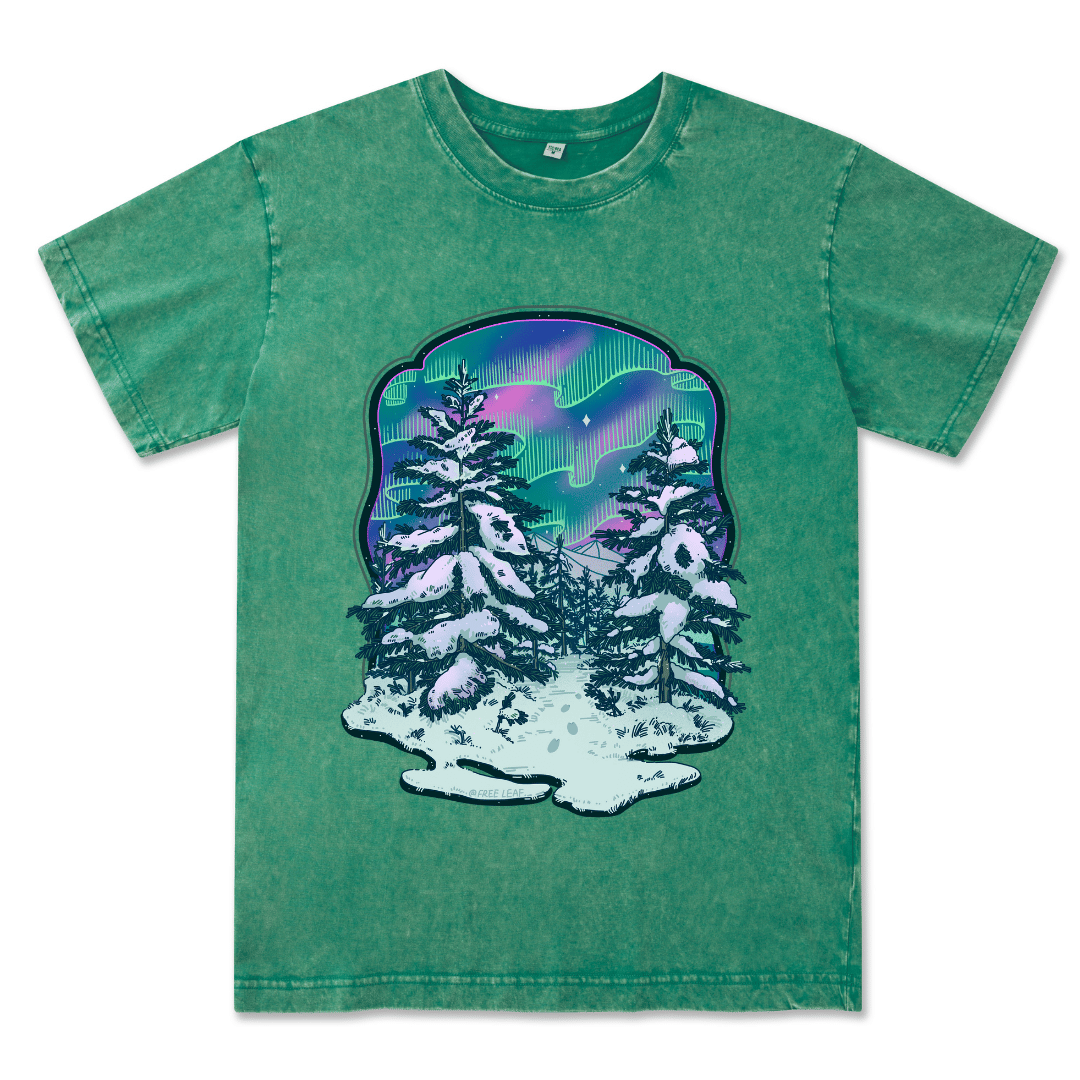 Winter Aurora Front-printed Washed Tee