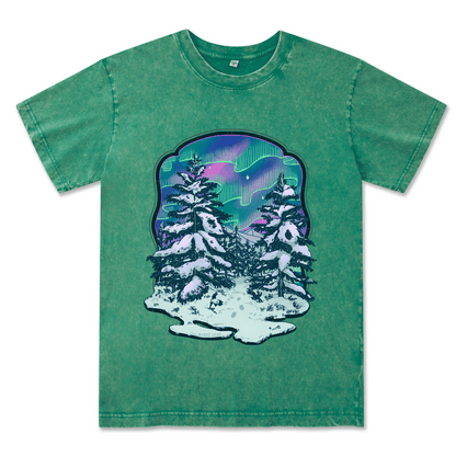 Winter Aurora Front-printed Washed Tee