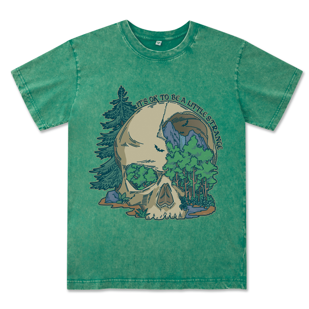 Skull Mountain Front-printed Washed Tee