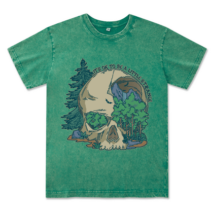 Skull Mountain Front-printed Washed Tee