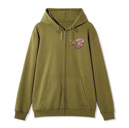 Freeleaf Flourishing Garden Nature Inspired Unisex Fleece Full-Zip Hoodie