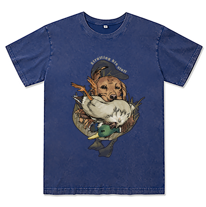 Freeleaf Hunting Dogs Strutting His Stuff Unisex Washed Tee