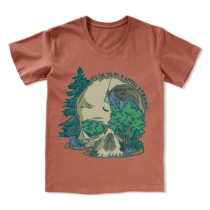 Skull Mountain Front-printed V-neck Tee