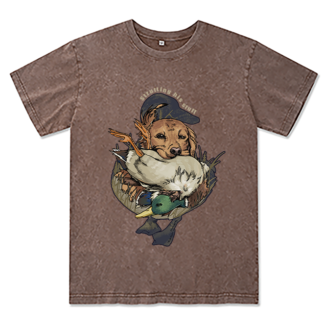 Freeleaf Hunting Dogs Strutting His Stuff Unisex Washed Tee