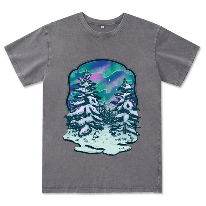 Winter Aurora Front-printed Washed Tee