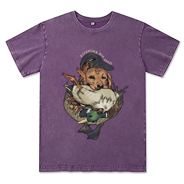 Freeleaf Hunting Dogs Strutting His Stuff Unisex Washed Tee