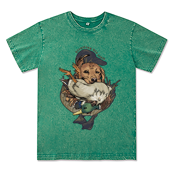 Freeleaf Hunting Dogs Strutting His Stuff Unisex Washed Tee