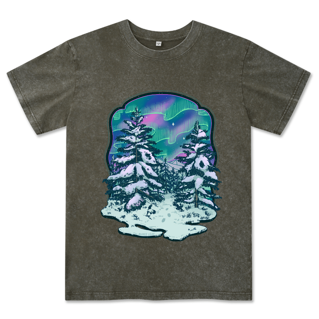 Winter Aurora Front-printed Washed Tee