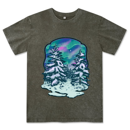 Winter Aurora Front-printed Washed Tee