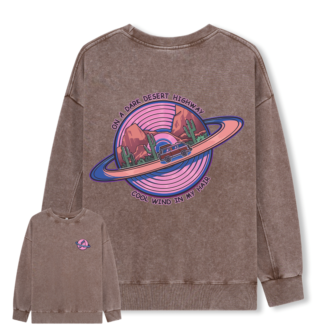 On A Dark Desert Highway Washed Sweatshirt