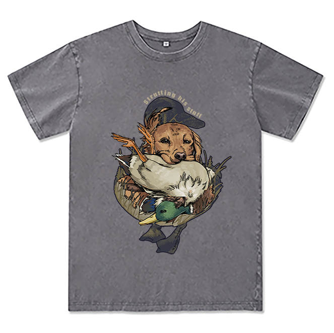 Freeleaf Hunting Dogs Strutting His Stuff Unisex Washed Tee