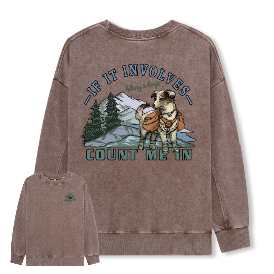 Hiking & Dogs Adventure Washed Sweatshirt