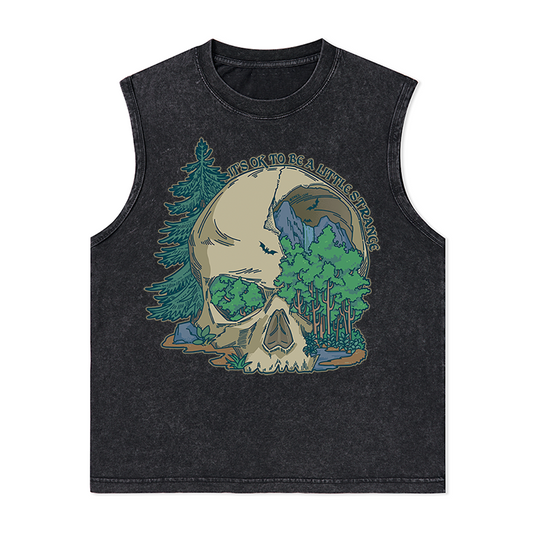 Freeleaf Skull Mountain Nature Inspired Unisex Washed Tank Tops