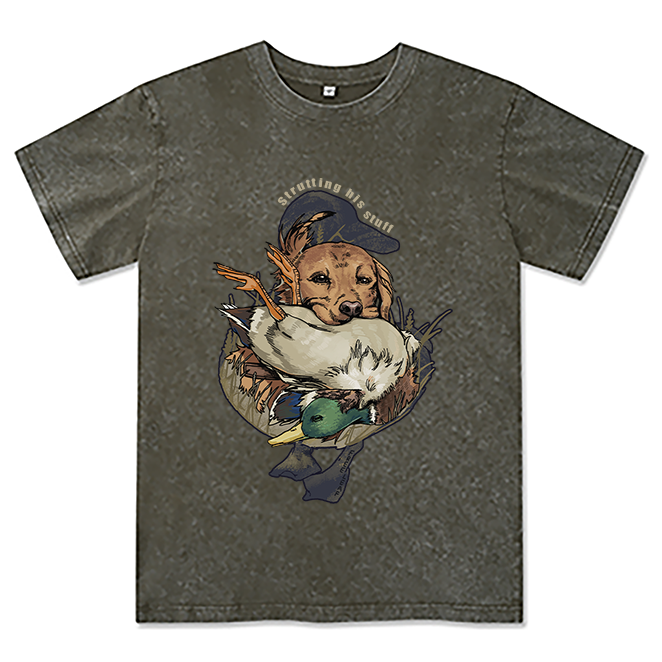 Freeleaf Hunting Dogs Strutting His Stuff Unisex Washed Tee