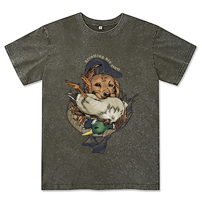 Freeleaf Hunting Dogs Strutting His Stuff Unisex Washed Tee