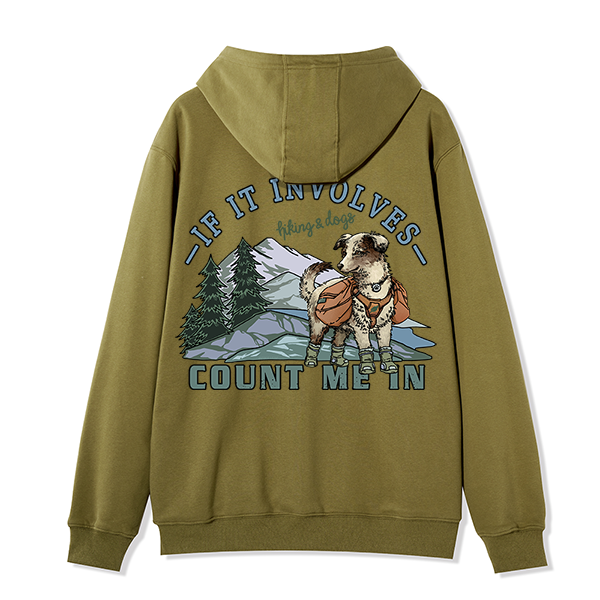 Freeleaf Hiking & Dogs Adventure Unisex Nature Inspired Fleece Full-Zip Hoodie