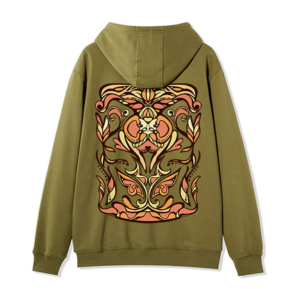 Freeleaf Golden Glow Back-printed Unisex Nature Inspired Fleece Full-Zip Hoodie