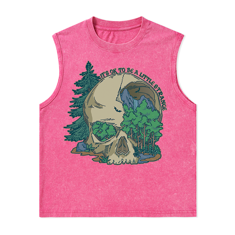 Freeleaf Skull Mountain Nature Inspired Unisex Washed Tank Tops